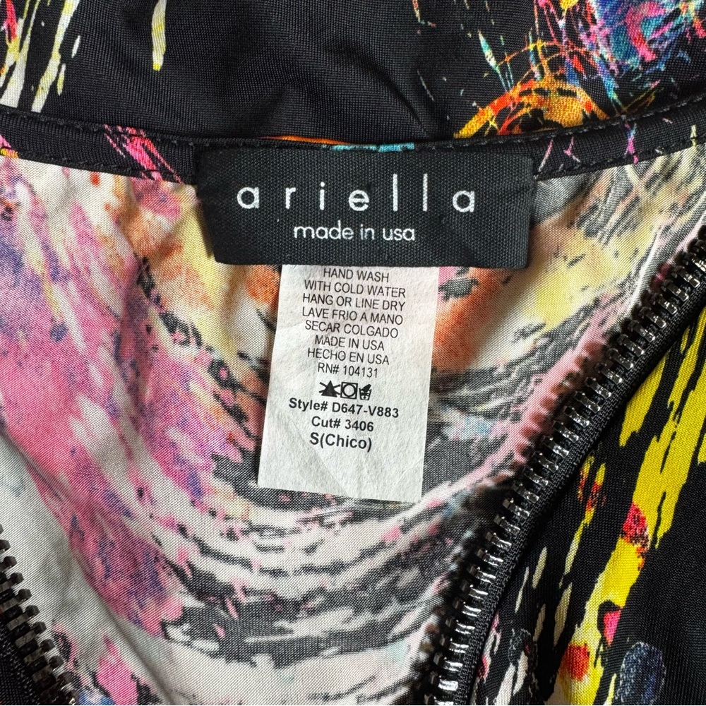 Arielle Front Zipper Sleeveless Dress Multicolor Paint Splatter Artsy Abstract - Picture 9 of 9